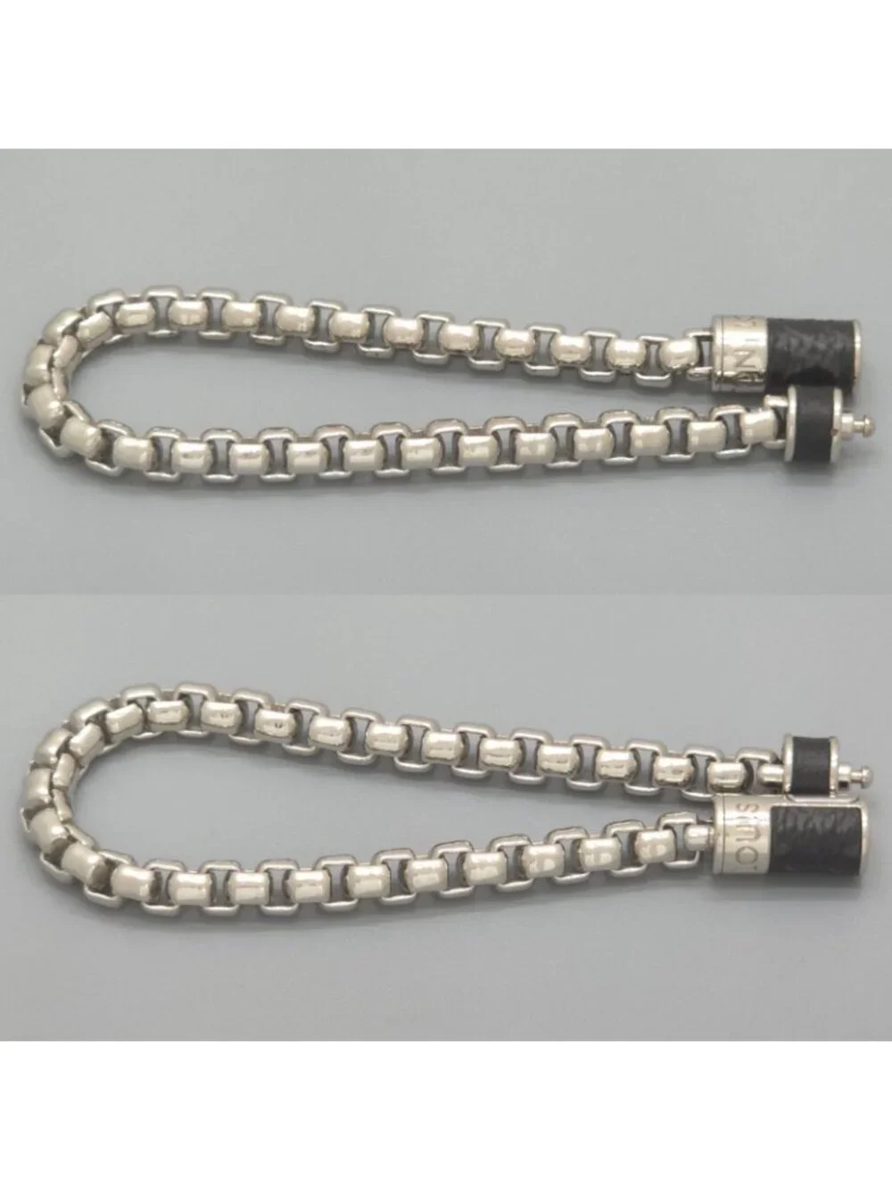 Louis Vuitton Bracelet Chain Monogram 16.8 Eclipse Canvas Silver Color Metal